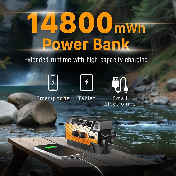FosPower NOAA Emergency Weather Radio A3 14800mWh Portable Power Bank, - Image 3