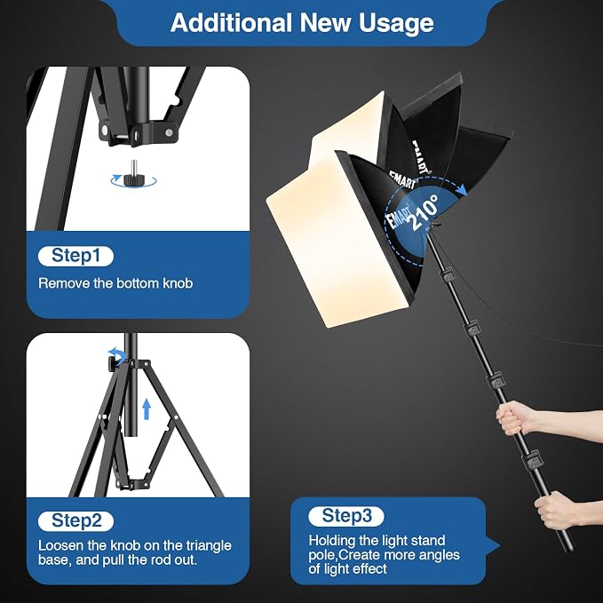 EMART Softbox Lighting Kit, 3000K-6000K 85W LED Bulbs - Image 7