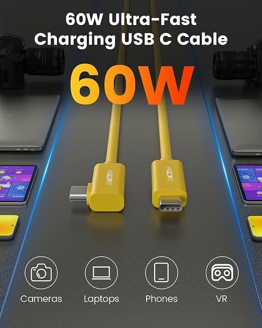 Fiber Optic USB C Tethering Cable 25FT, Right Angle 10Gbps USB 3.2 Gen 2 - Image 6