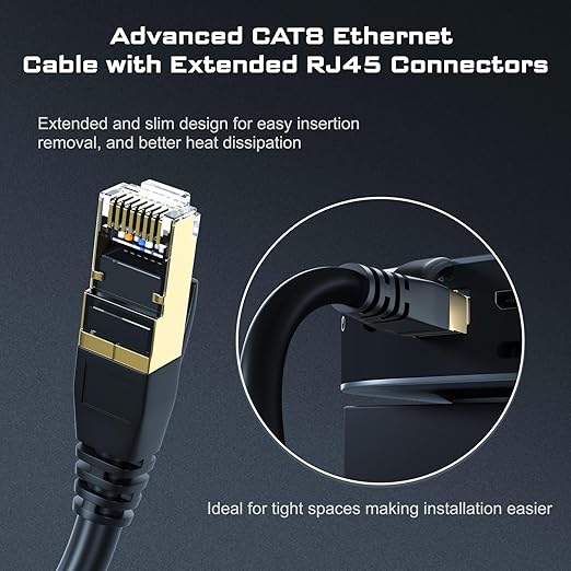 DbillionDa Cat 8 Ethernet Cable 40Gbps 2000MHz, 50FT Supports Cat7 Cat6 Cat5e - Image 4