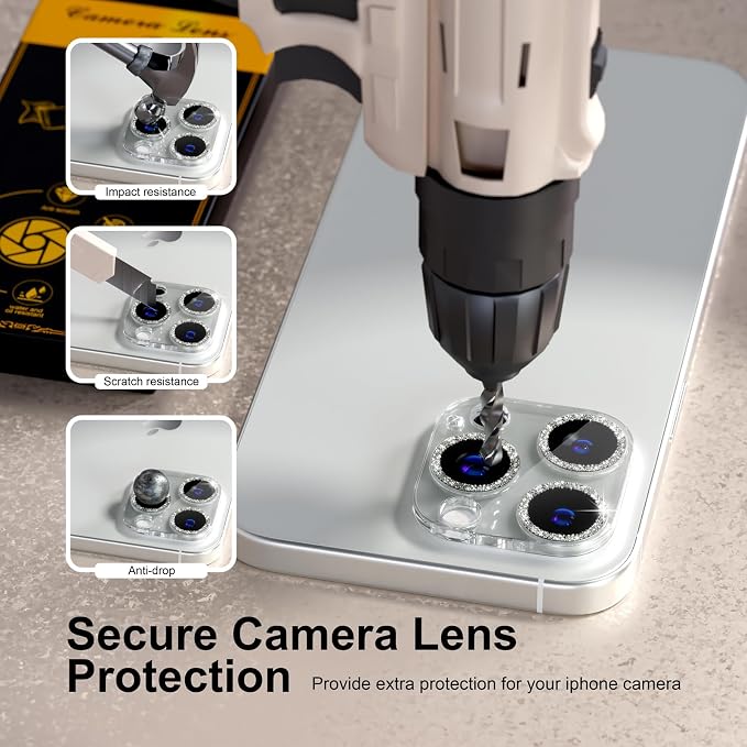 for 6 Pack iPhone 15 Pro/iPhone 15 Pro Max Camera Lens Protector 9H Tempered - Image 3