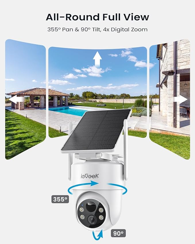 ieGeek 2 Pack S5 Solar Security Cameras Wireless Outdoor – 2K 3MP WiFi Camera - Image 6