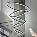 5-Rings D31.5in Modern LED Chandelier Black Dimmable High Ceiling Chandeliers by Sparklelf