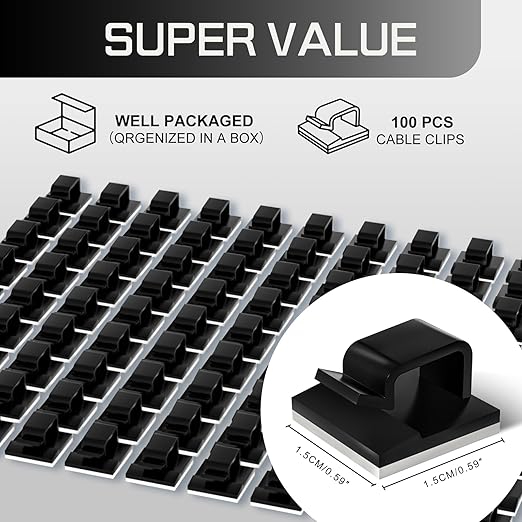 KGROTE 100PCS Cable Clips, Adhesive Wire Clips Strong Cord Clips Wire Holders - Image 2