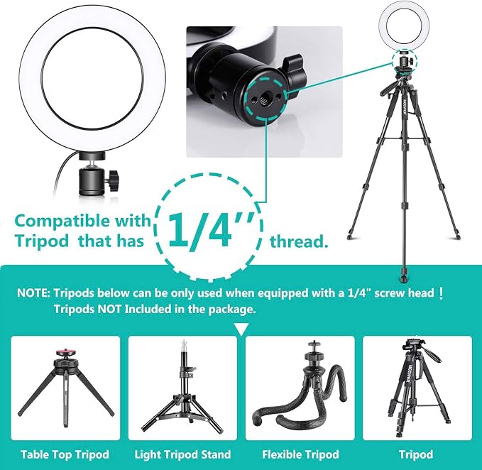 Ring Light OEBLD Dimmable with 3 Light Modes & 10 Brightness Level 360° Rotae - Image 5