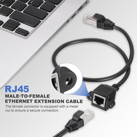MECCANIXITY Cat6 Ethernet Extension Cable, 2Ft RJ45 Male to Female Screw Panel - Image 4
