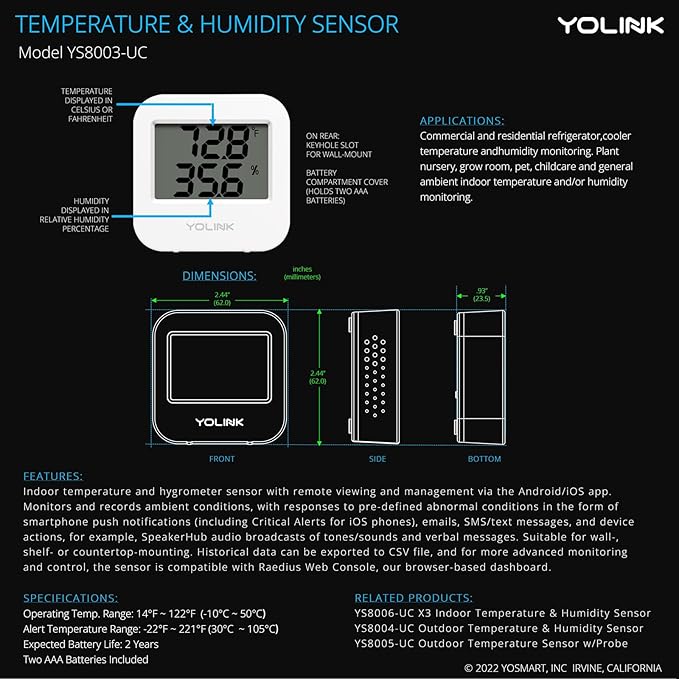 Smart Temperature Humidity Sensor Works w/Alexa IFTTT, 1/4 Mile Super Long - Image 5