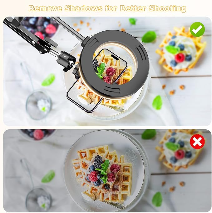 Overhead Camera Mount with Ring Light, Flexible Articulating Phone Arm Stand - Image 4