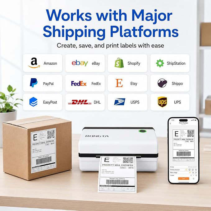 Rongta Bluetooth Thermal Shipping Label Printer, Wireless 4x6 Shipping Label - Image 4