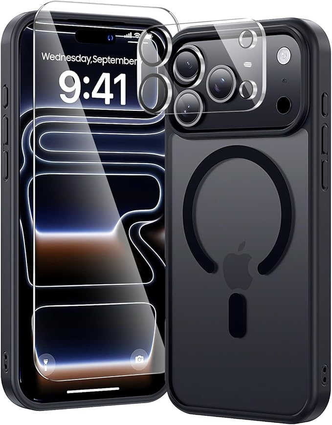 toushion 3 in 1 for iPhone 17 Pro Max Case Matte Black, Fits MagSafe, Screen by Unknown