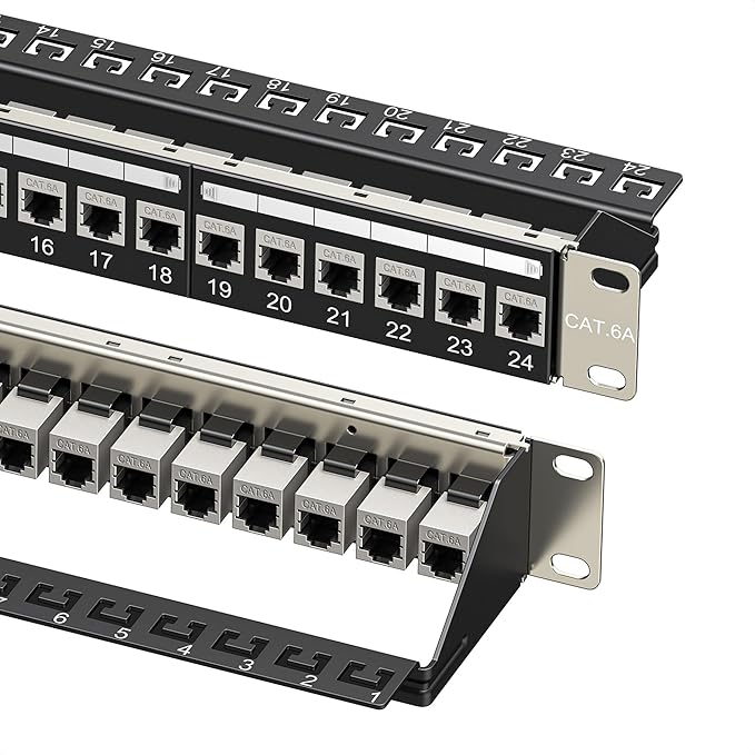 Cable Matters 1U 19-Inch 24-Port 10Gbps Cat6A Ethernet Patch Panel by CableMatters