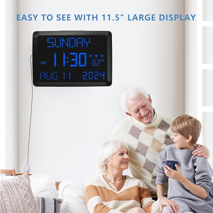 Raynic Digital Clock, 11.5" Large Display Calendar Clock - Image 2