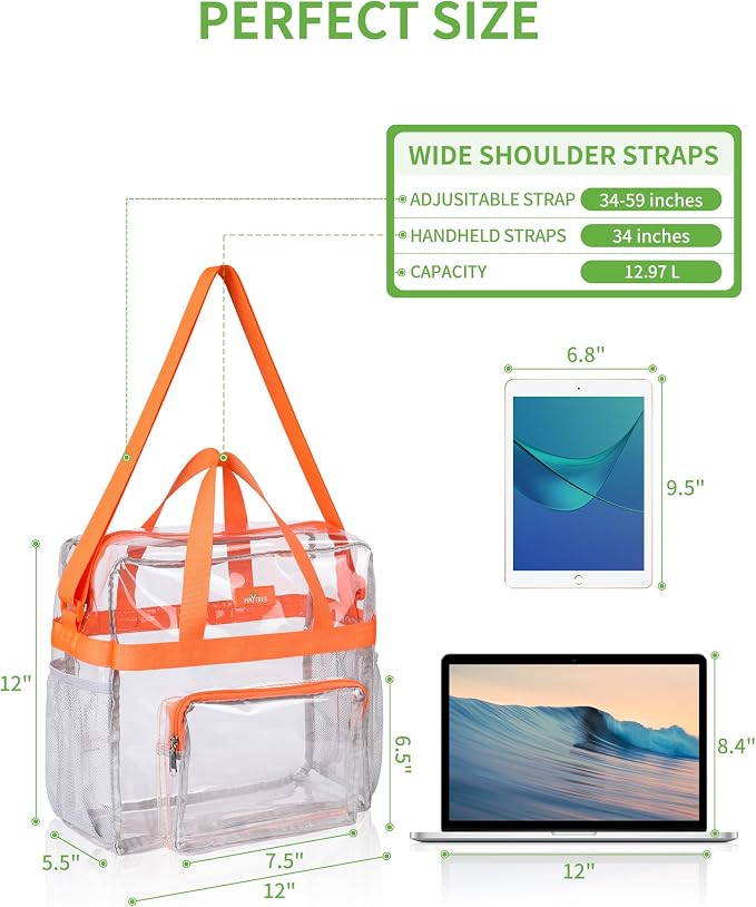 MAY TREE Clear Bag for Stadium Events 12×6×12 Clear Tote Lunch Bag - Image 2