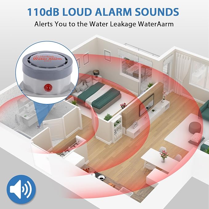 Water Leak Detector 1 Pack, Shackcom Water Alarm 110DB, Waterproof & - Image 3