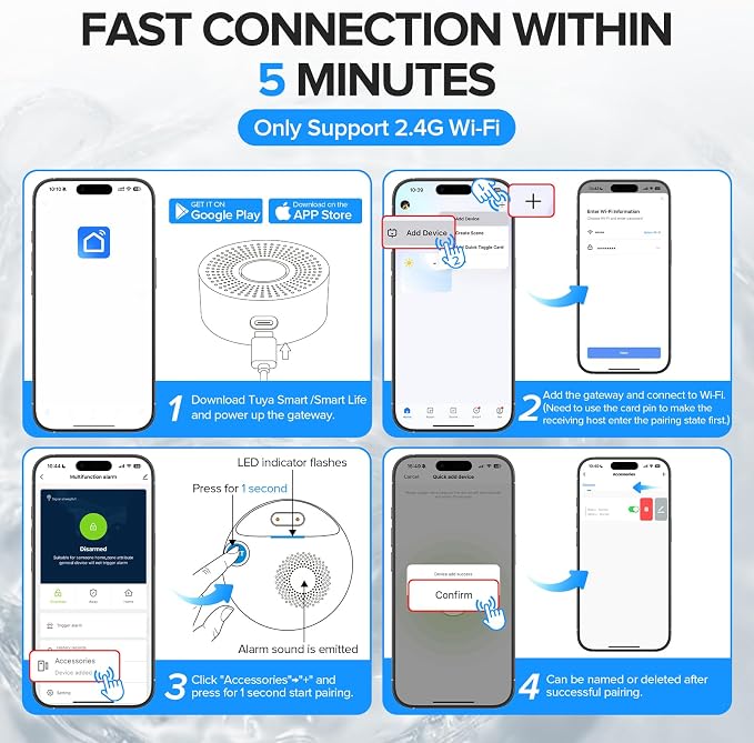 Nuleto WiFi Water Leak Detector 1s, Water Detectors & Alarms, Water Leak Sensor - Image 6