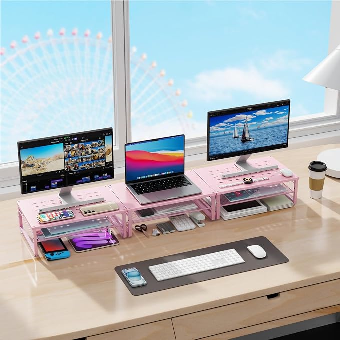 Gianotter 2-Tier Metal Monitor Stand Riser, Workspace Organizer - Image 6