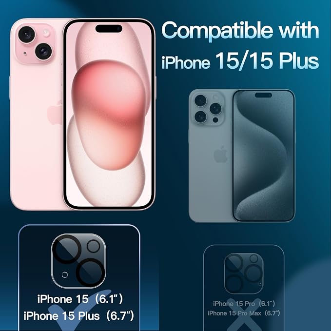 JETech Camera Lens Protector for iPhone 15 6.1-Inch and iPhone 15 Plus 6.7-Inch - Image 2