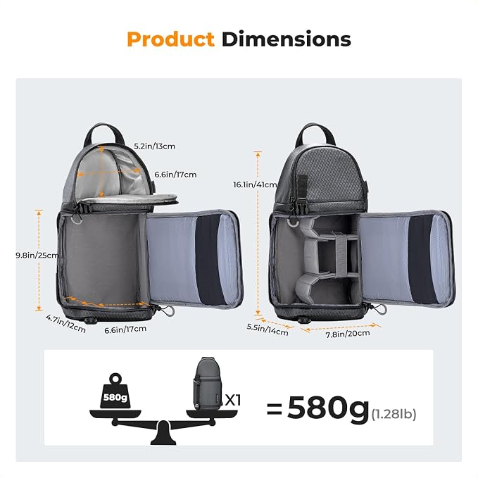 K&F CONCEPT Camera Sling Bag Crossbody Bag Camera Shoulder Backpack - Image 7