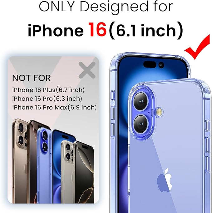 toushion 3 in 1 for iPhone 16 Case Clear, Screen Protector *1 & Camera Lens - Image 2