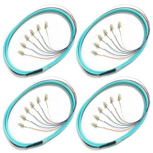 4Pack LC UPC 6 Fibers Multimode Bunch OM3 50/125 LC-UPC Fiber Pigtail by Bangun
