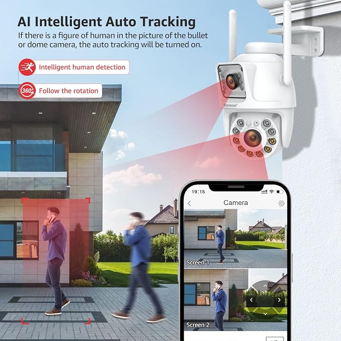 BOAVISION 2Pack 2.4G/5G WiFi Outdoor Security Camera, Dual Lens Wireless PTZ - Image 4