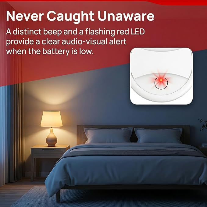 3 Pack Photoelectric Smoke Detector, 10-Year Battery Operated Fire Alarm - Image 6
