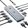 LIONWEI 12-in-1 USB C Docking Station Multiport Adapter, Triple Monitor 3 HDMI by LIONWEI
