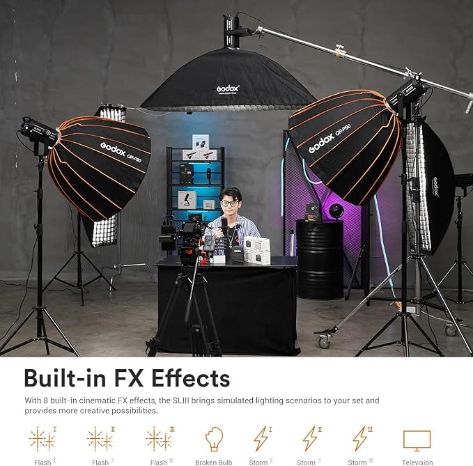 Godox SL200III 215W Daylight LED Video Light – 95600 Lux@1M 5600K, CRI 96+ 8 FX - Image 5