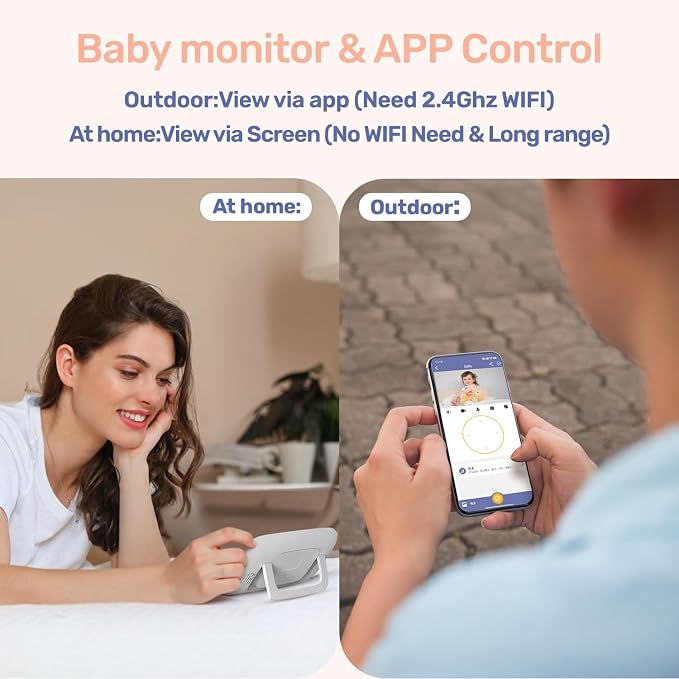 1080P WiFi Baby Monitor with 2 Camera and Audio, Pan-Tilt-Zoom Video Camera - Image 2