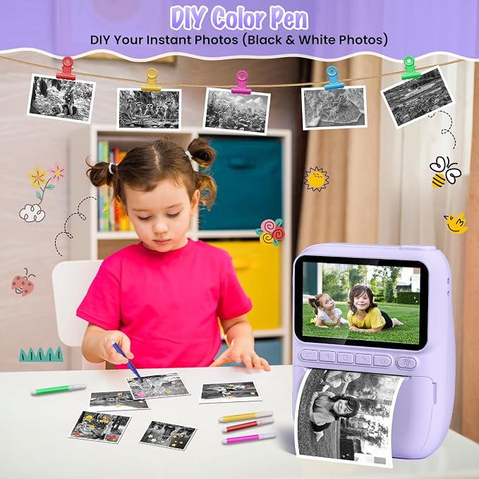 Kids Camera Instant Print, 3.0" HD 32MP Kids Camera Christmas Birthday Gifts - Image 6