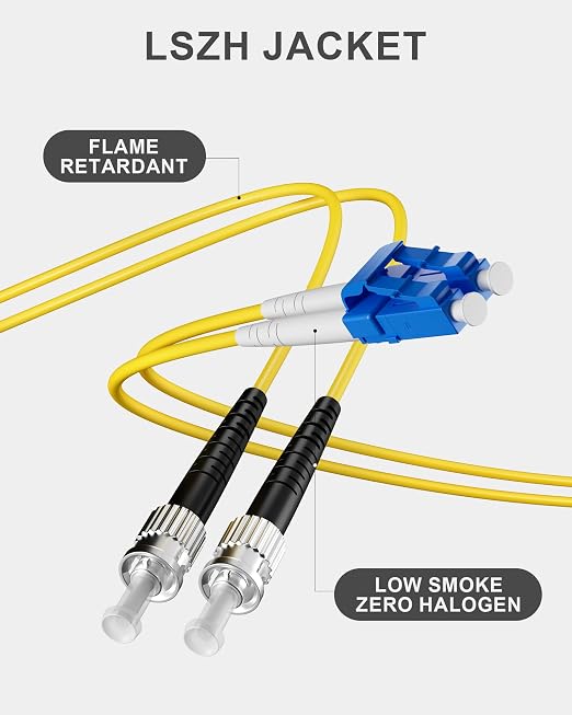 6 Pack LC to ST Singlemode Fiber Optic Patch Cable OS1, 5M Duplex Fiber ST to - Image 5