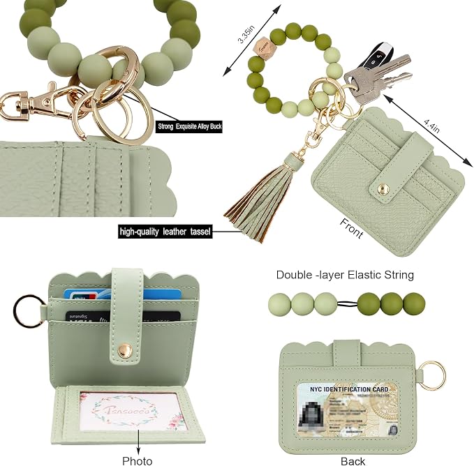 Keychain Wallet Wristlet Small Credit Card Holder Bracelet Key Chain Purse - Image 3