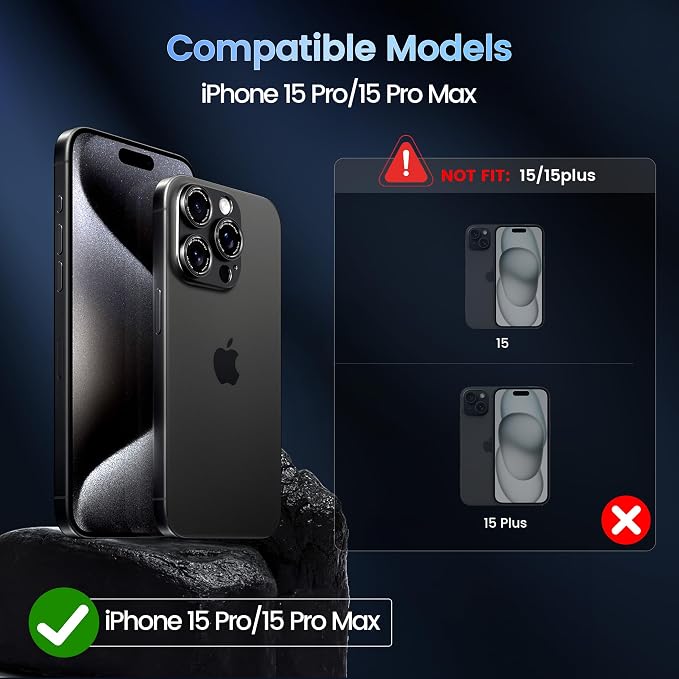 CACOE Camera Lens Protector for iPhone 15 Pro/15 Pro Max - Image 2
