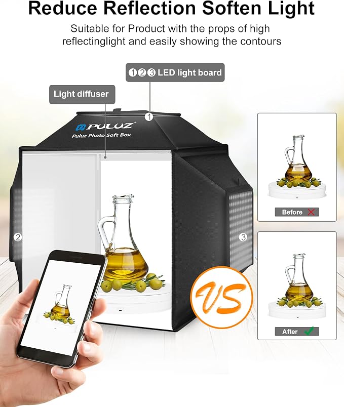 PULUZ Upgraded 16x16 inch Photo Light Box, 480 LEDs Photo Studio Tent Soft Box - Image 5