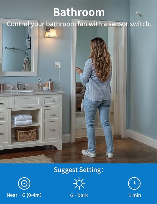 Wireless Motion Sensor Outlet Kit, 2 Sensor & 1 Outlet, Plug-N-Play PIR Motion - Image 6