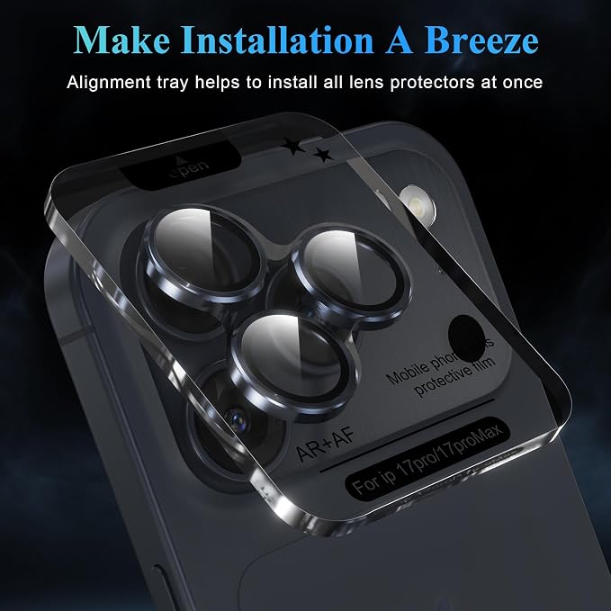 YWXTW Camera Lens Protector for iPhone 17 Pro/iPhone 17 Pro Max, Tempered Glass - Image 5