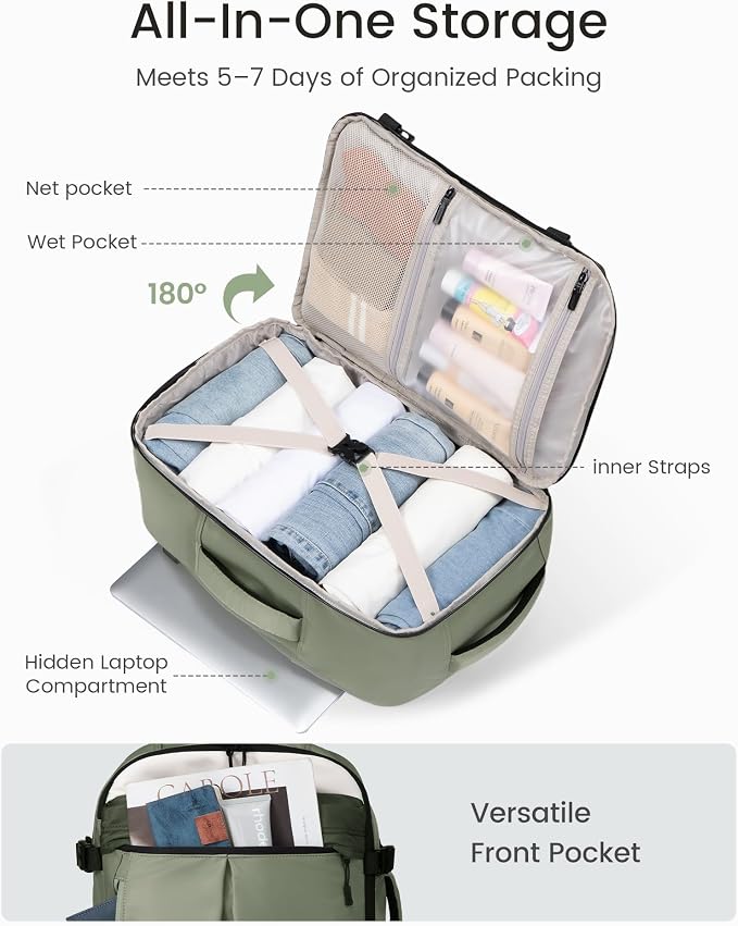 LOVEVOOK 50L Travel Backpack for Women Men, Airline Approved Carry On Luggage - Image 3