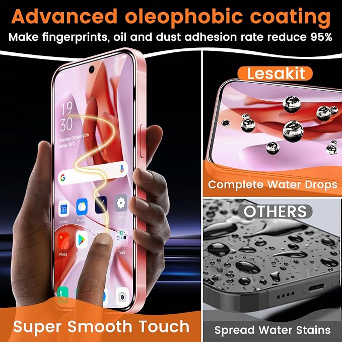Lesakit 4 Pack for Google Pixel 9 Pro Screen Protector - Image 6