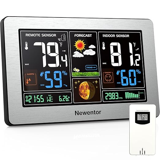 Newentor Weather Station Wireless Indoor Outdoor Thermometer, Color Display by Newentor