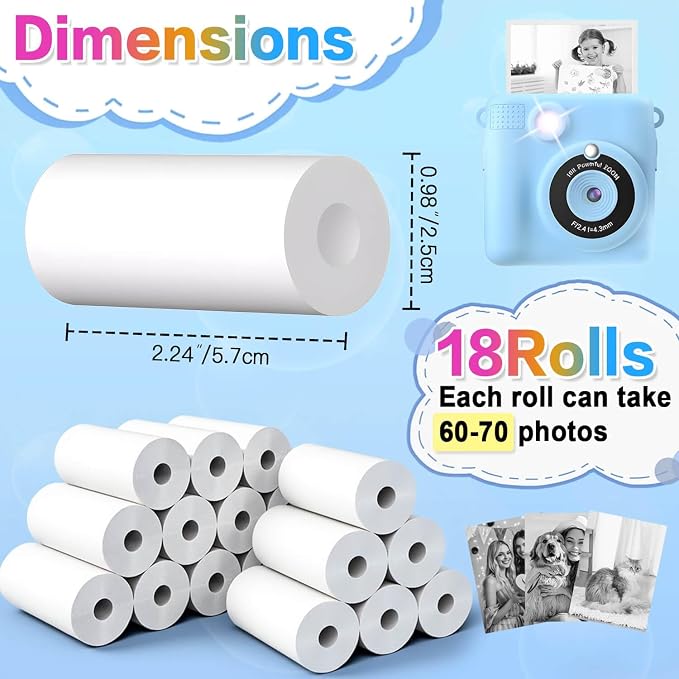 18 Rolls Kids Camera Paper Roll Refill Compatible - Image 4