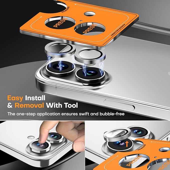 Camera Lens Protector for iPhone 17/16/16 Plus, Tempered Glass Metal Individual - Image 7