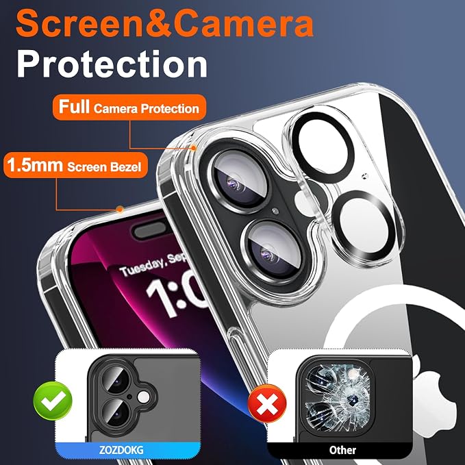 for iPhone 16 Case Clear with Privacy Screen Protector and Full Camera - Image 6