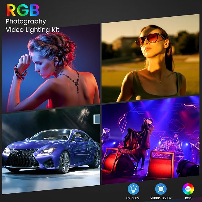 Anautin RGB Photography Lighting Kit, 50W Bi-Color LED Studio Lights, - Image 6