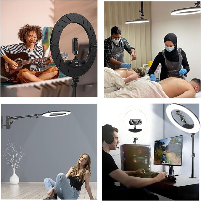 18 inch Ring Light Kit, NO Wall Mount Triangle Boom Arm - Image 6