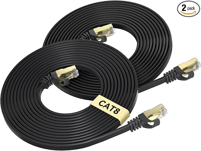 BUSOHE Cat 8 Ethernet Cable 3 FT 2-Pack, 40Gbps 2000MHz Cat8 High Speed Flat by BUSOHE