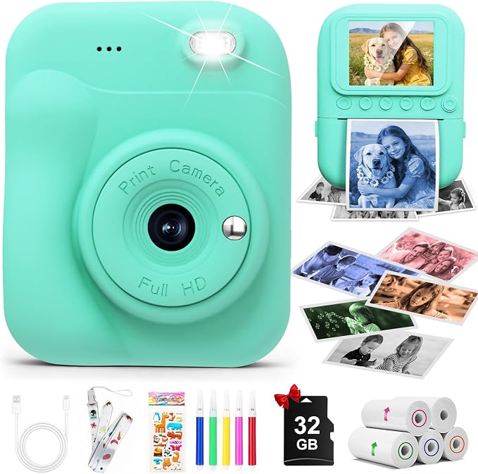 Kids Camera Instant Print, 1080P Digital Instant Print Cameras by MINIBEAR