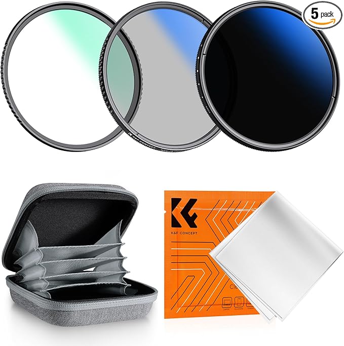 K&F Concept 46mm UV/CPL/ND2-400 Lens Filters Kit-18 Multi-Layer Coatings by KFCONCEPT