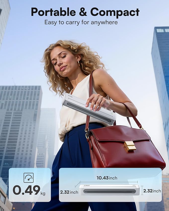 D90E Inkless Portable Printer for Travel, Supports 8.5 x 11 Inch Thermal Paper - Image 3