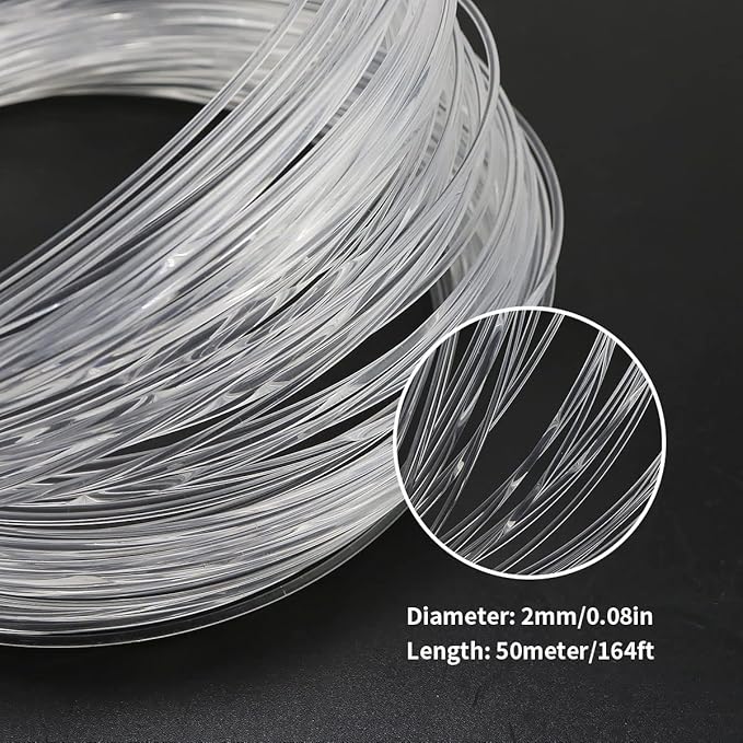 AZIMOM PMMA Plastic 2mm 50m End Glow Fiber Optic Cable Roll - Image 2