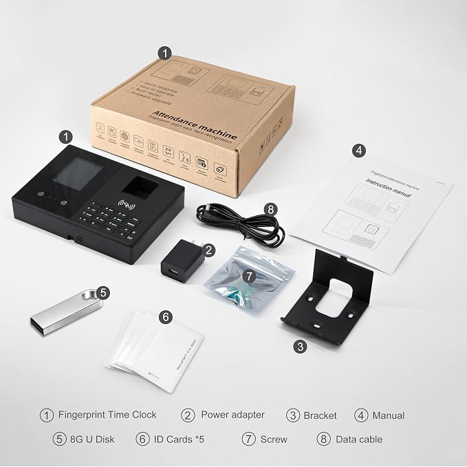 Employee Time Clock, Fingerprint Badge Attendance Machine, 0 Monthly Fee Office - Image 8